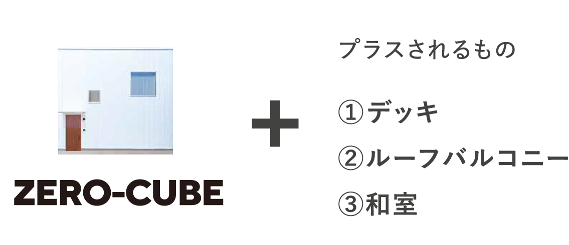 ZERO-CUBE ＋　プラスされるもの　①デッキ②ルーフバルコニー③和室