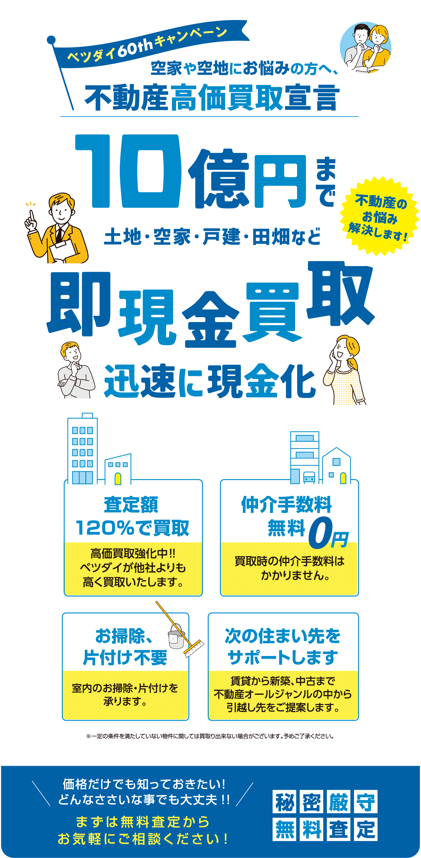 不動産高価買取宣言 10億円まで 即現金買取 迅速に現金化