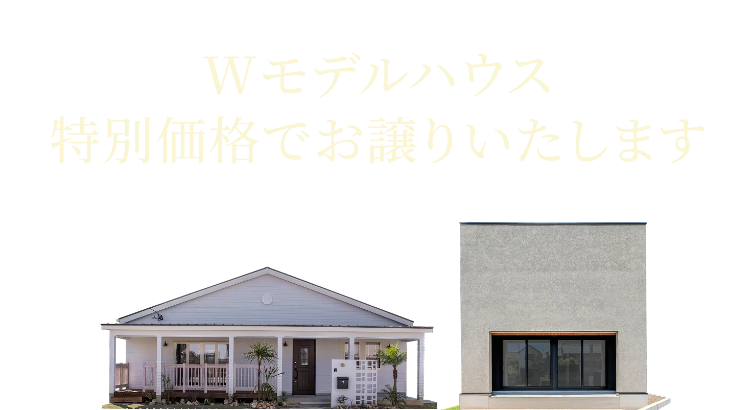 一度に2つの理想を体験。Wモデルハウス 特別価格でお譲りします
