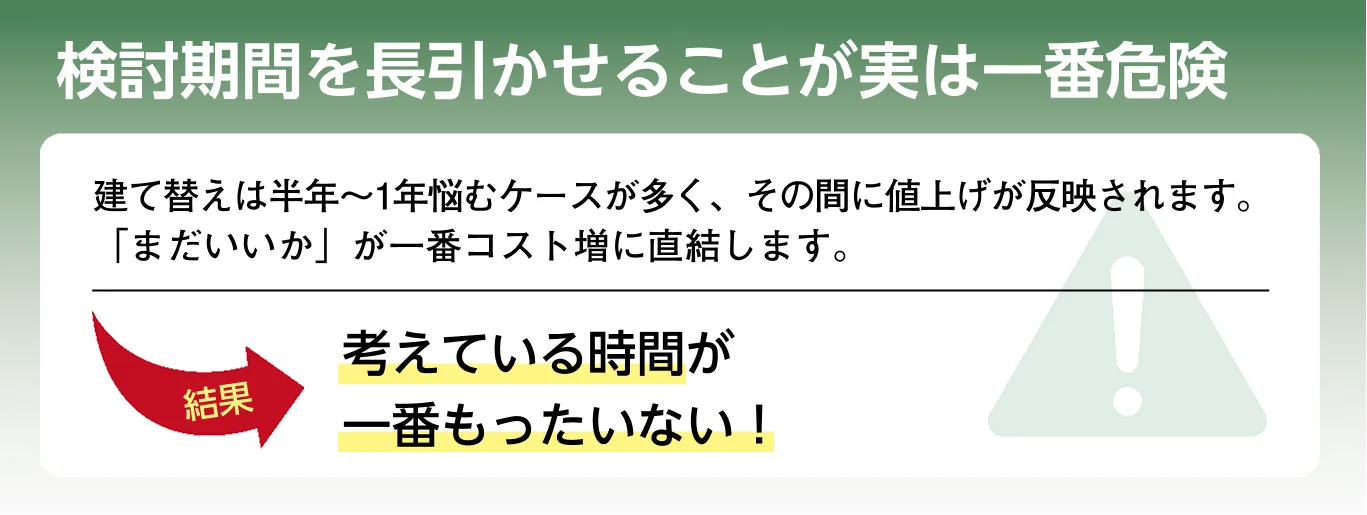 検討期間を長引かせることが実は一番危険：考えている時間が一番もったいない！